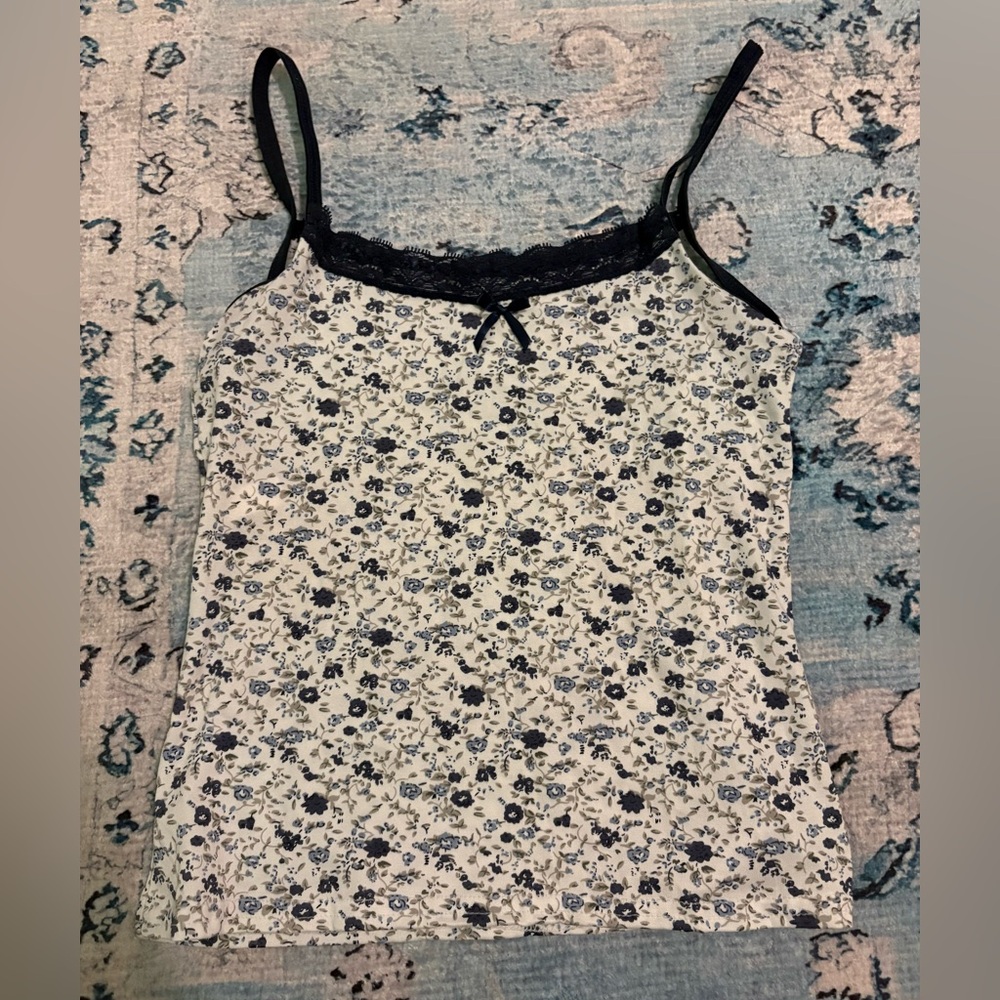 Floral Lace Trim Cami Top